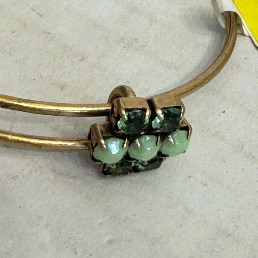 Alex and Ani Green Sour Apple Sparkler Bangle Bracelet Rafaelian Gold RARE NWT